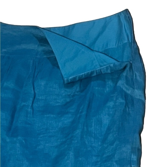 J. Jill cyan 100% linen prairie tiered crochet and lace maxi skirt cottagecore - Picture 6 of 11